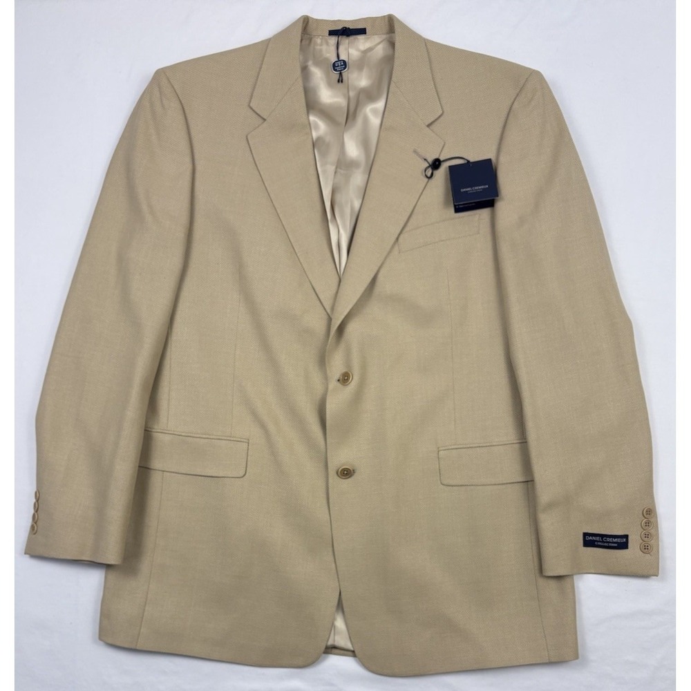 NWT Daniel Cremieux Collections Tan Birdseye Silk/Wool Blazer 46L USA Union Made - Picture 3 of 16
